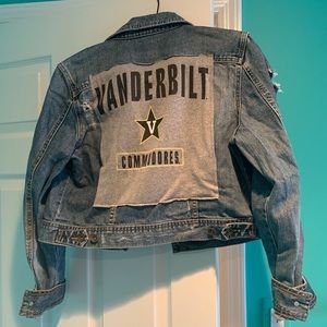 Vanderbilt cropped distressed denim jacket